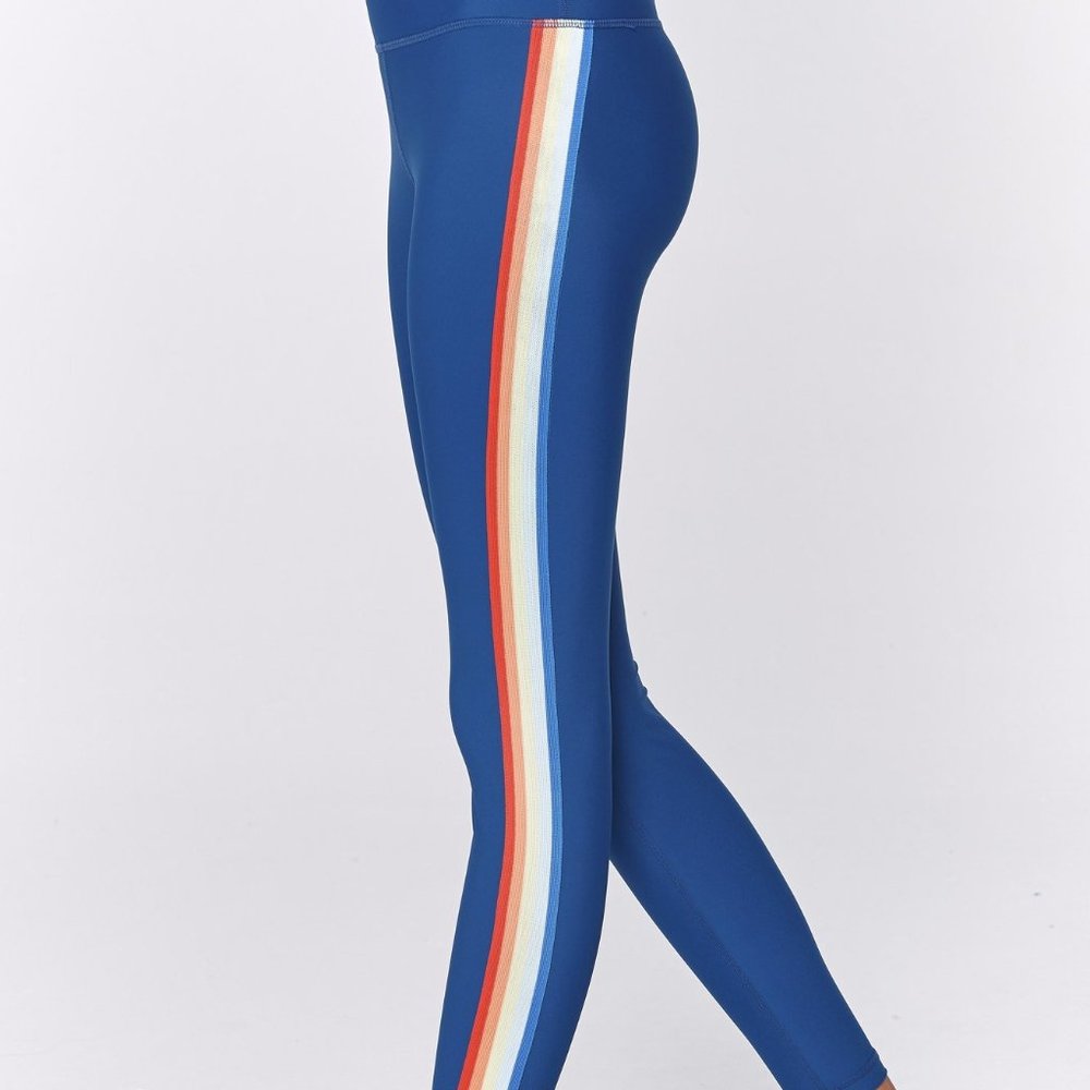 7/8 Rainbow Stripe Active Leggings- L